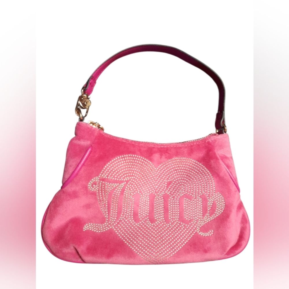 Juicy Couture Pink Suede Heart Logo Shoulder Bag